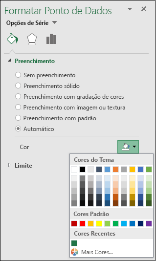 Opções de cor do gráfico Mapa do Excel para gráficos de categoria