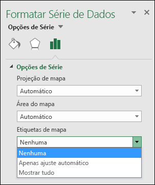 Opções de etiqueta do gráfico Mapa do Excel