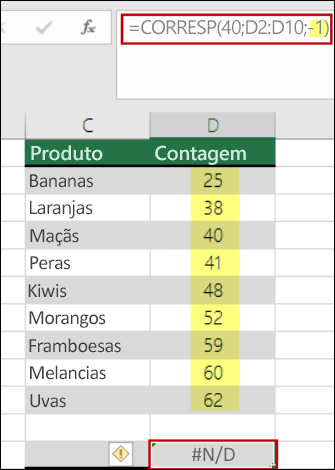 função de correspondência do Excel