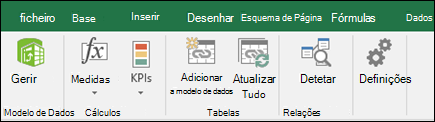 Menu Power Pivot no Friso do Excel