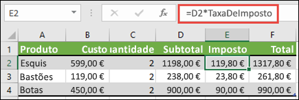 Um exemplo de aplicação de um intervalo com nome