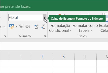 Caixa de listagem Formato do Número