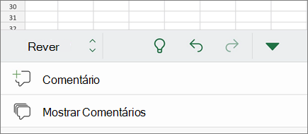 Submenu de comentários no iPhone
