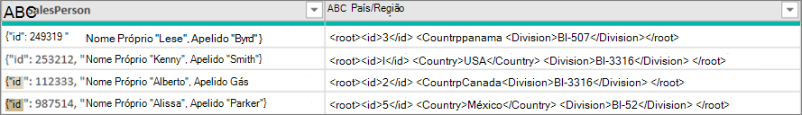 Dados JSON e XML de exemplo