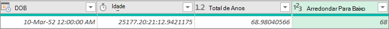 Adicionar uma coluna para obter a idade de alguém com base no respetivo DOB
