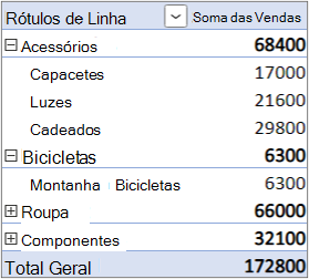 O formulário Esquema predefinido com o campo Valor na área Linhas