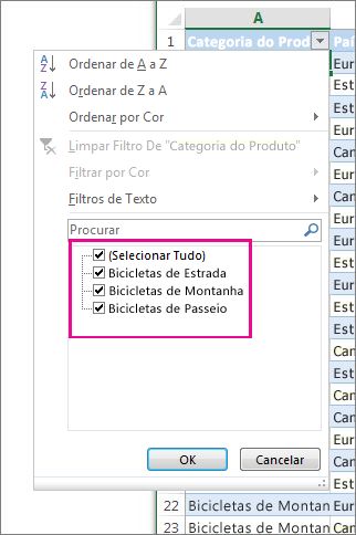 Filtrar selecionando os itens numa lista