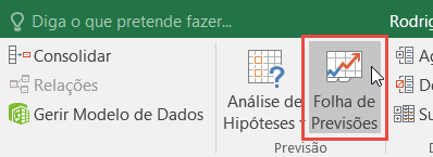 Botão Folha de Previsão no separador Dados