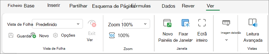 Captura de ecrã que mostra o início de Leitura Avançada no Excel na Web.