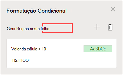 Gerir Regras no painel de tarefas