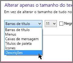 Definições de formatação das Sugestões do Windows 8