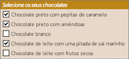 Caixas de verificação de exemplo