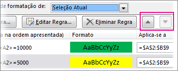 Setas de Mover para Cima e de Mover para Baixo