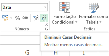 Botão Diminuir Decimal