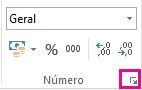 Botão da caixa de diálogo no grupo Número no separador Base