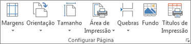 Grupo de Configuração da Página no separador Esquema de Página