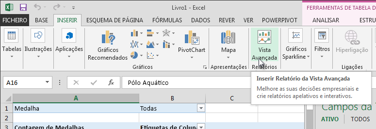 Inserir um relatório do Power View