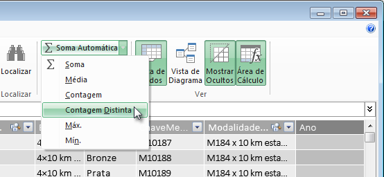 criar uma Contagem Distinta no PowerPivot