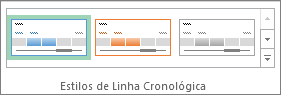 Estilos da Linha Cronológica no separador Opções das Ferramentas de Linha de Tempo