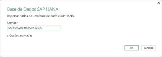 Caixa de diálogo Base de Dados SAP HANA