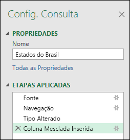 Combinar colunas a partir de um exemplo na janela Passos Aplicados no Power Query