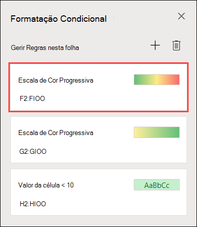 Formatação da escala de três cores