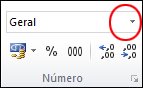 A lista de formato de número no grupo Número no separador Base.