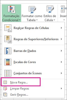 Botão Formatação Condicional no separador Base