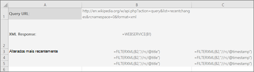 Um exemplo da função FILTERXML