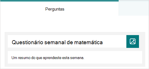 Exemplo de título e descrição para um questionário no Microsoft Forms