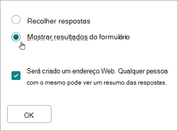 Selecione Mostrar resultados do formulário