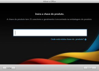 Página da Chave de Produto para Instalação do Office para Mac
