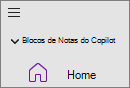 Cadernos do Copilot opção no OneNote