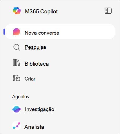 Captura de ecrã a mostrar onde pode encontrar agentes no painel de navegação esquerdo.