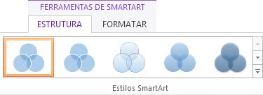 Grupo Estilos de SmartArt no separador Estrutura em Ferramentas SmartArt