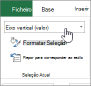 Lista de Elementos de Gráfico com o Eixo Vertical (Valor) selecionado