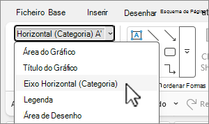 Seleção atual com eixo horizontal selecionado