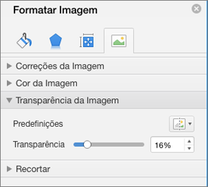 Ajustar a transparência de cor no painel Formatar Imagem