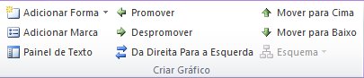 O grupo Criar Gráfico no separador Estrutura em Ferramentas de SmartArt
