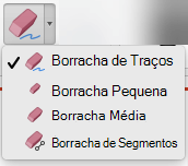 No Mac, o PowerPoint para Office 365 tem quatro borrachas para tinta digital.