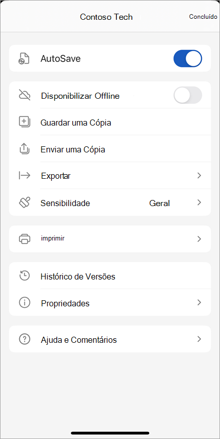 Captura de ecrã a mostrar a caixa de diálogo Mais Opções.