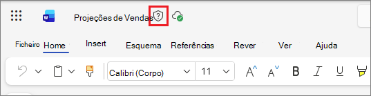 Ícone de etiqueta de confidencialidade no Office na Web, utilizando um documento Word como exemplo