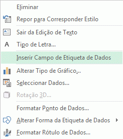 Comando Inserir Campo de Etiqueta de Dados no menu de contexto