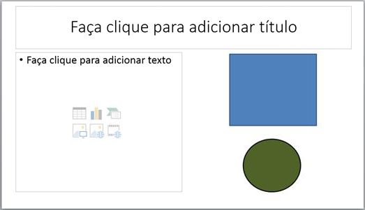 Um diapositivo com dois marcadores de posição e dois objetos em separado