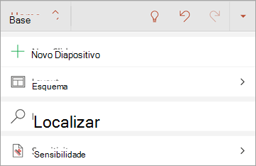 Captura de ecrã do botão Confidencialidade no Office para Android