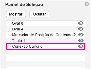 Mostra o conector na parte inferior da lista no painel de seleção