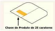 chave de produto localizada dentro do invólucro, numa etiqueta do lado esquerdo da caixa