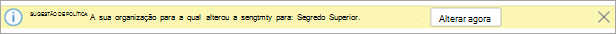 Captura de ecrã de uma Sugestão de Política para uma etiqueta de confidencialidade recomendada