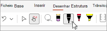 Captura de ecrã do separador Desenhar com canetas.