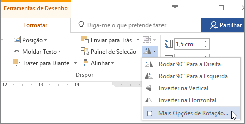 Mais Opções de Rotação no menu Rodar